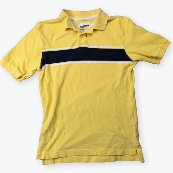 Urban Pipeline Yellow Black White Striped Boys Polo L - Picture 1 of 5